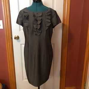 Evan Picone gray ruffle front dress 12